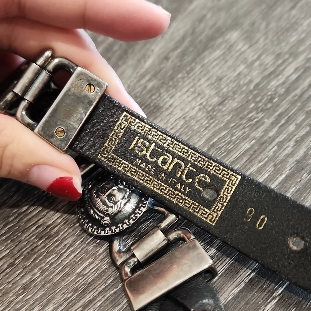 Rare Vintage Istante Versus Versace Medallion Braided Leather Belt - Picture 5 of 8